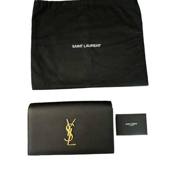 YSL / SAINT LAURENT KATE CLUTCH IN GRAIN DE POUDRE EMBOSSED LEATHER - Picture 5 of 5